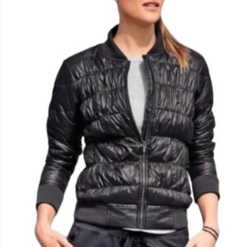 Athleta Goose Down Quilted Bomber Jacket – Black – Style 138700 Size XXS